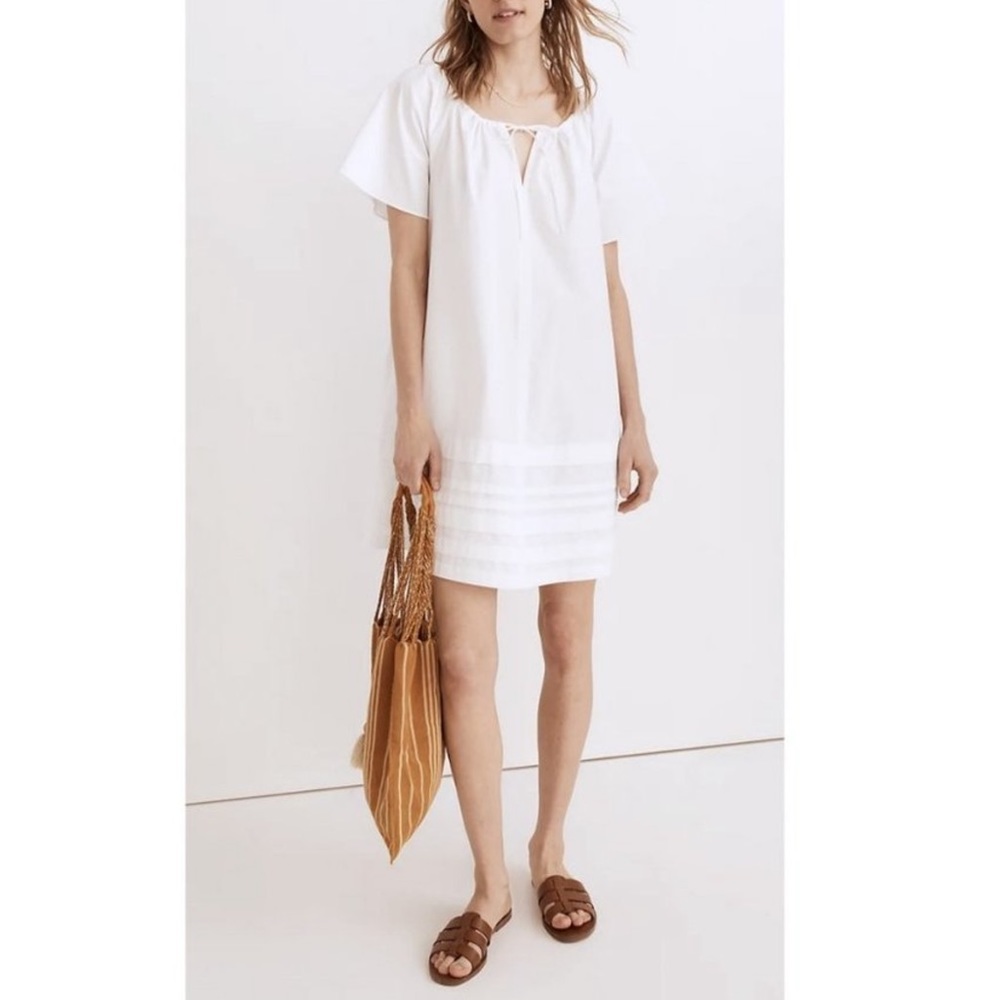 Madewell Cotton Poplin Flutter-Sleeve Pintuck Mini Dress